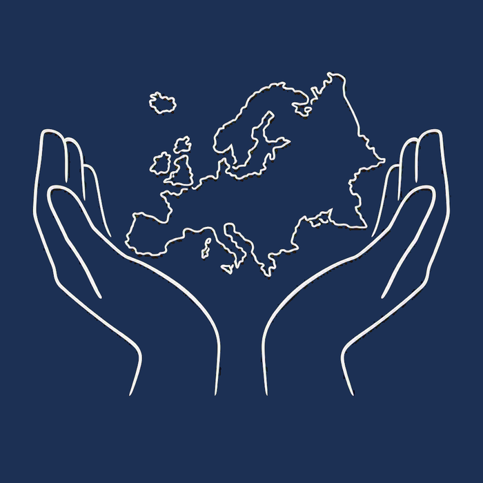 Hands cradling Europe